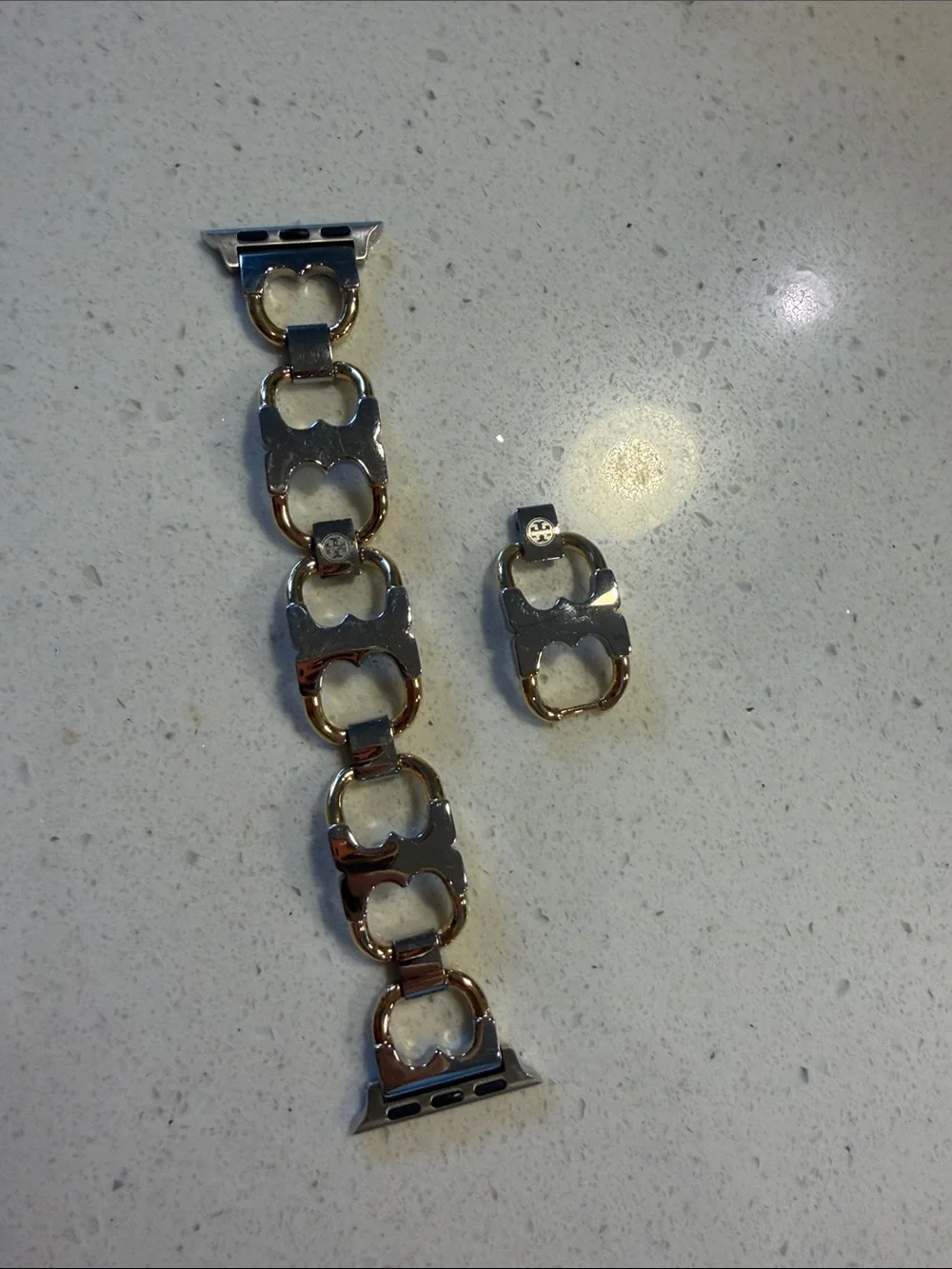 Tory Burch Two-Tone Gold and Silver Link Apple Watch Adapter Bracelet